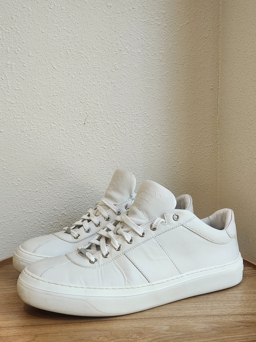 Jimmy Choo White Leather Low-Top Sneakers